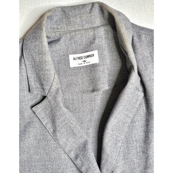Vintage Alfred Dunner Women Gray Blazer & Skirt Suit Set Size 16 Polyester Blend - Picture 6 of 15